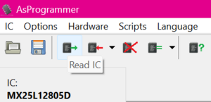 A screenshot of AsProgrammer. The "Read IC" button is highlighted